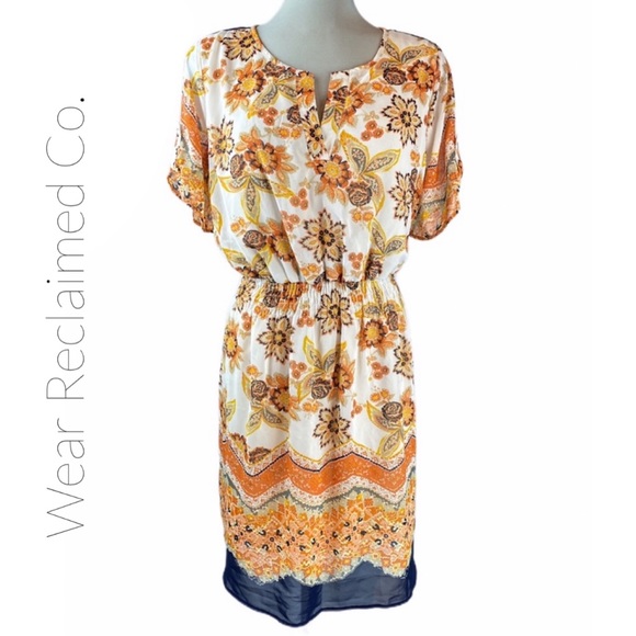 ENFOCUS Orange & Navy Spring Summer Dress - Picture 1 of 8